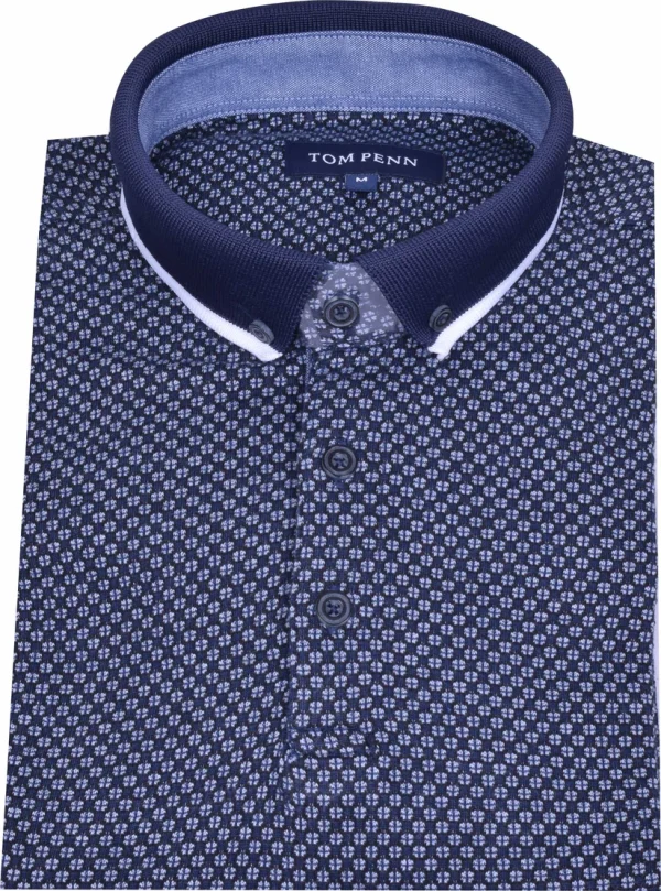Tom Penn Knitted Polo Navy.        Tpp955