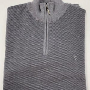 Tom Penn 1/4 Zip Sweater Charcoal.        Tp056k/Ch