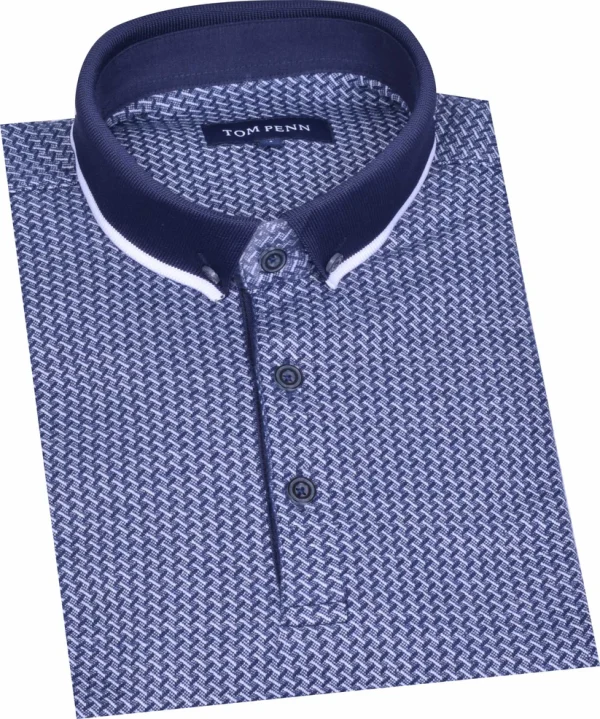 Tom Penn Knitted Polo Navy.          Tpp958 - Image 2