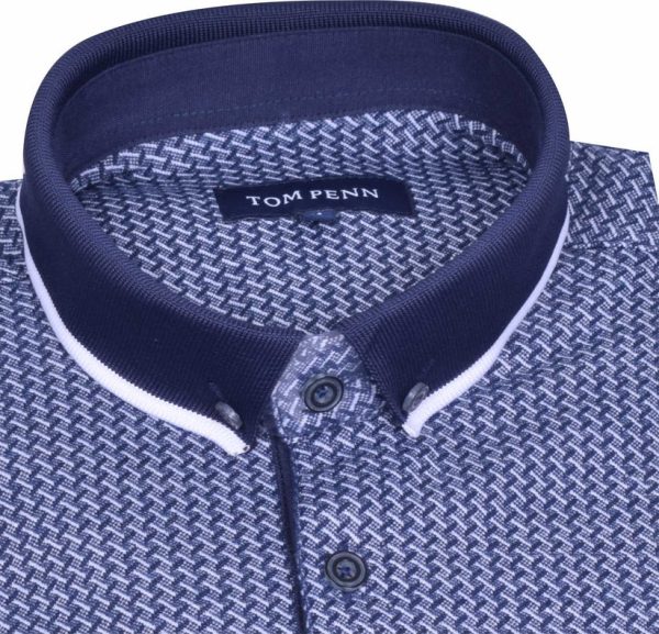 Tom Penn Knitted Polo Navy.          Tpp958 - Image 3