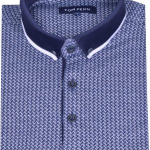 Tom Penn Knitted Polo Navy.          Tpp958