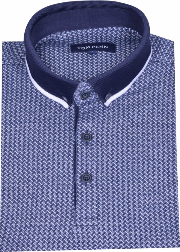 Tom Penn Knitted Polo Navy.          Tpp958