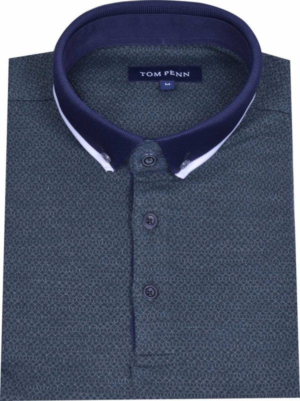 Tom Penn Knitted Polo Green.        Tpp967