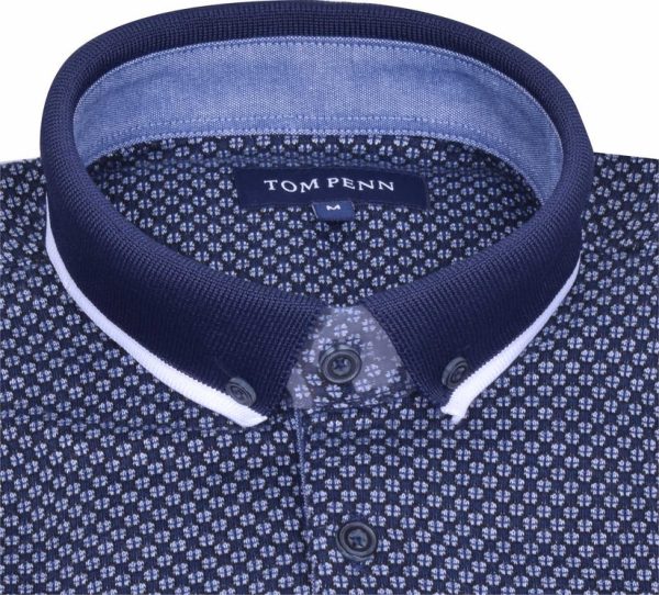 Tom Penn Knitted Polo Navy.        Tpp955 - Image 3