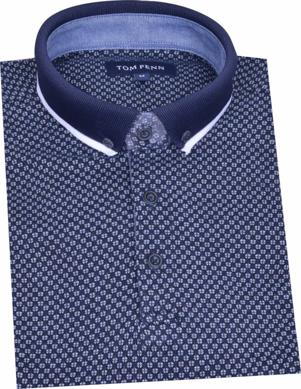 Tom Penn Knitted Polo Navy.        Tpp955 - Image 2