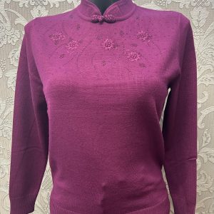 Castle Mandrin Collar Jumper Burgundy.         Sv374