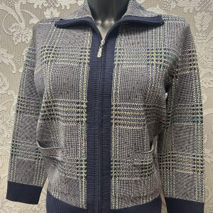 Castle Check Zip Jacket Navy.         Dm181/Nvy