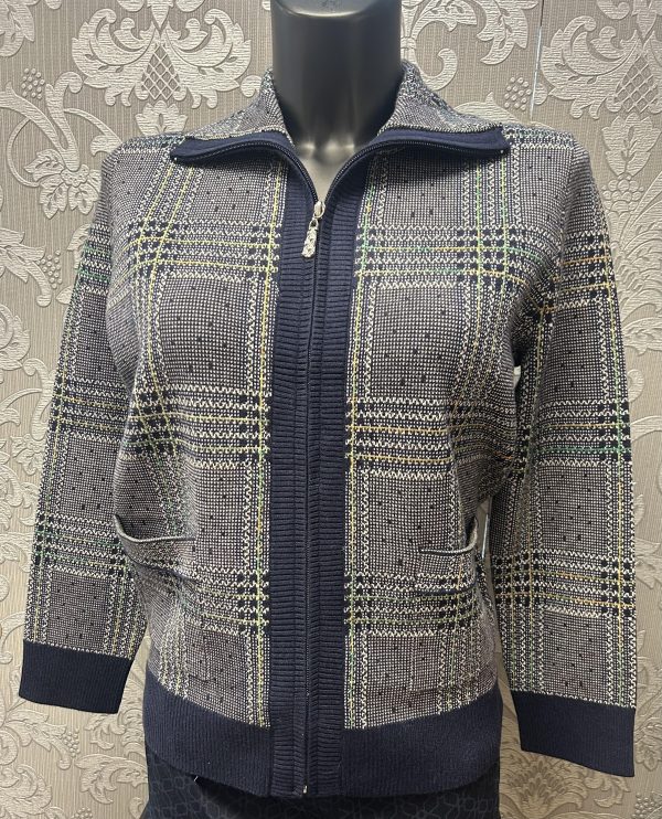 Castle Check Zip Jacket Navy.         Dm181/Nvy