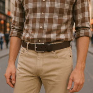 Leather Jeans Belt Brown.           EFES-JBLT
