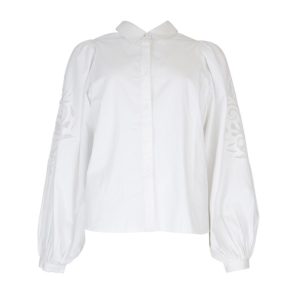 Julie Guerlande Cotton Shirt Sleeve Detail White. 66Jg2ch602