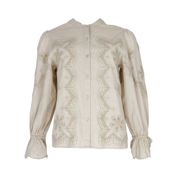 Julie Guerlande Embroidered Blouse Cream.        66Jg2ch206