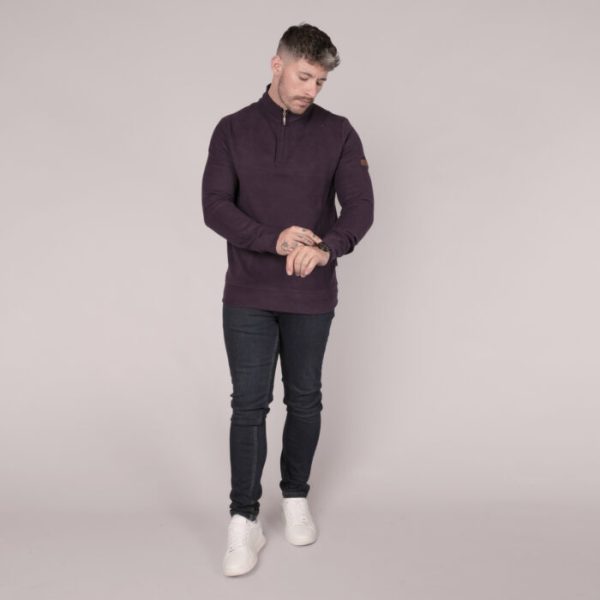 Mineral Kentucky 1/4 Zip Ribbed Grape.      Ml301000a/Gpe