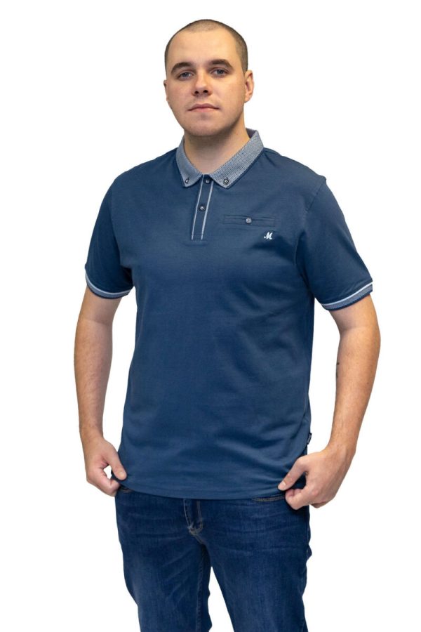 Mineral Matty Jersey Polo Shirt Denim.          Ml211521/D
