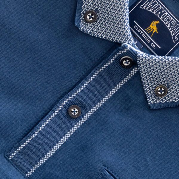 Mineral Matty Jersey Polo Shirt Denim.          Ml211521/D - Image 3