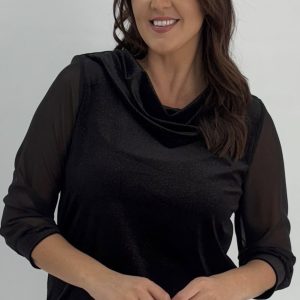 Yew Cowl Neck Top Black.           1.2647V/Blk