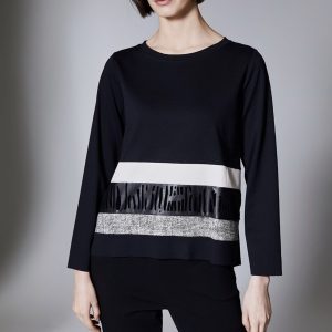 Peruzzi Multi Stripe Top Black.       W25171