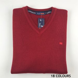 Zazzi Plain V-Neck Jumper Ruby.         8874/Ruby