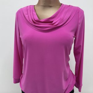 Yew Plain Cowl Neck Top Cerise.        2647P/Cer