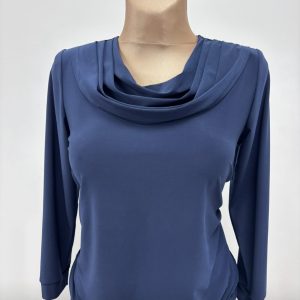 Yew Plain Cowl Neck Top Navy.         2647P/Nvy