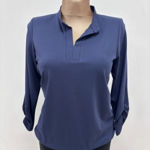 Yew High Neck Top Navy.       2647Pc/Nvy