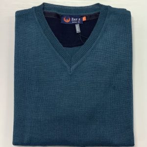 Zazzi Plain V-Neck Jumper Petrol.         8874/P