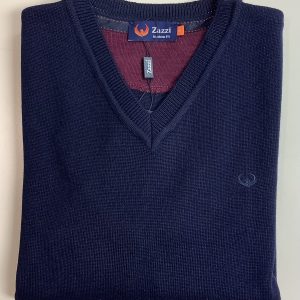 Zazzi Plain V-Neck Jumper Navy.         8874/Nvy