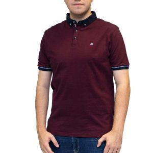 Mineral Pedal Jacquard Polo Shirt Wine.            Ml211502/Wne