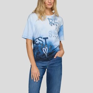 Rabe 2 Tone Print T-Shirt Blue. 56-114351