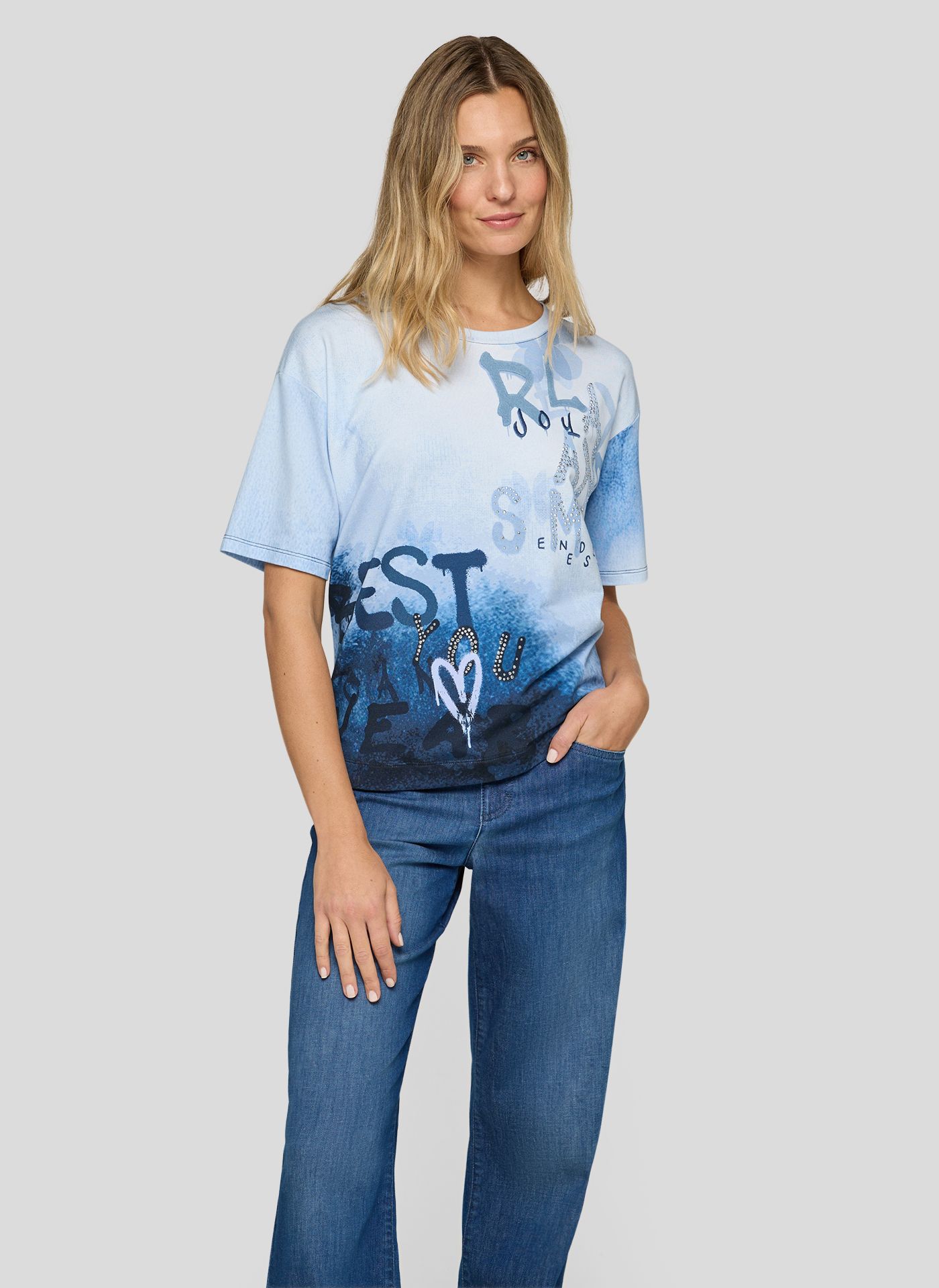 Rabe 2 Tone Print T-Shirt Blue. 56-114351