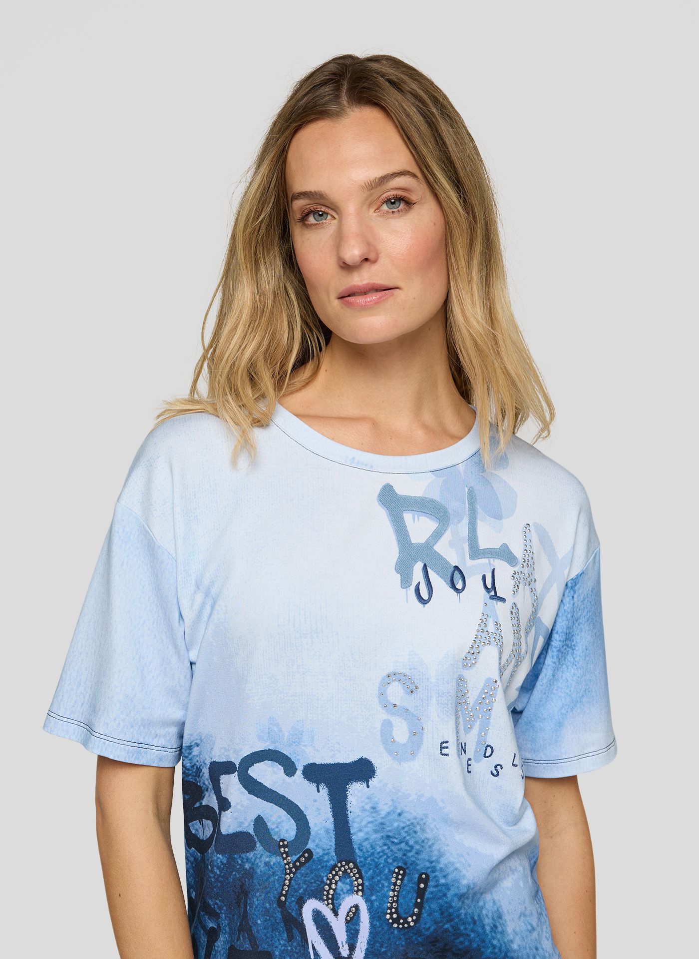 Rabe 2 Tone Print T-Shirt Blue. 56-114351 - Image 3