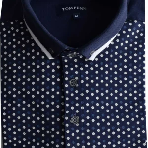 Tom Penn Front Printed Polo Shirt Navy.             Tpp-978