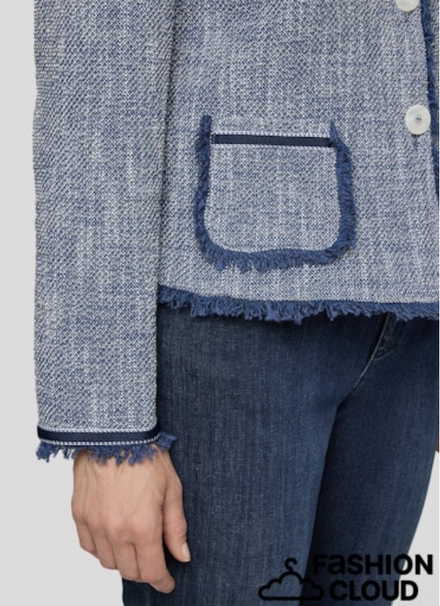 Rabe Bouclé Jacket - raw edges Blue. 56-114224 - Image 4