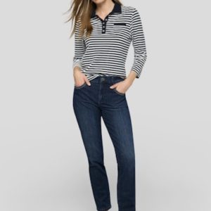 Rabe Stripe Stretch Polo Top Navy. 56-114362