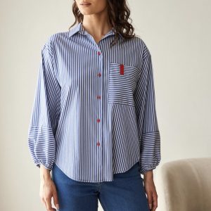 Peruzzi Stripe Shirt Navy. S26126