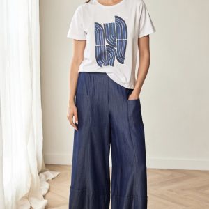 Peruzzi 1/4 Circle Print T-Shirt White. S26229