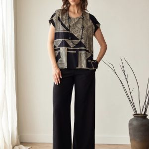 Peruzzi Geo Print Top Black. S26518