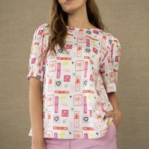 Hongo Print Top Pink. 6462 M033