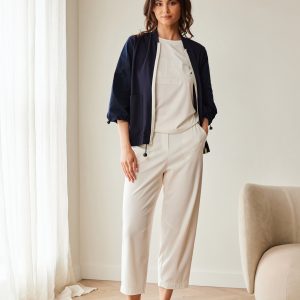 Peruzzi Taffeta Sleeve Jacket Navy. S26102