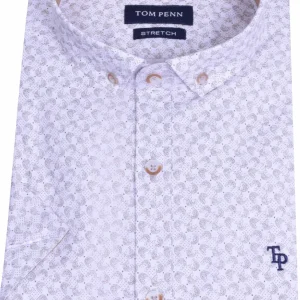Tom Penn S/S Print Shirt Tan. Tp-915