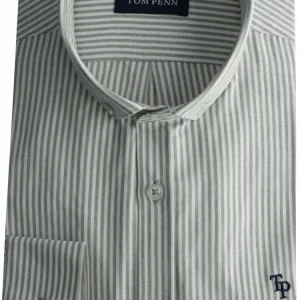 Tom Penn L/S Stripe Shirt Green. Tp-936