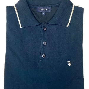 Tom Penn Knitted Polo Navy.          Tp-062K