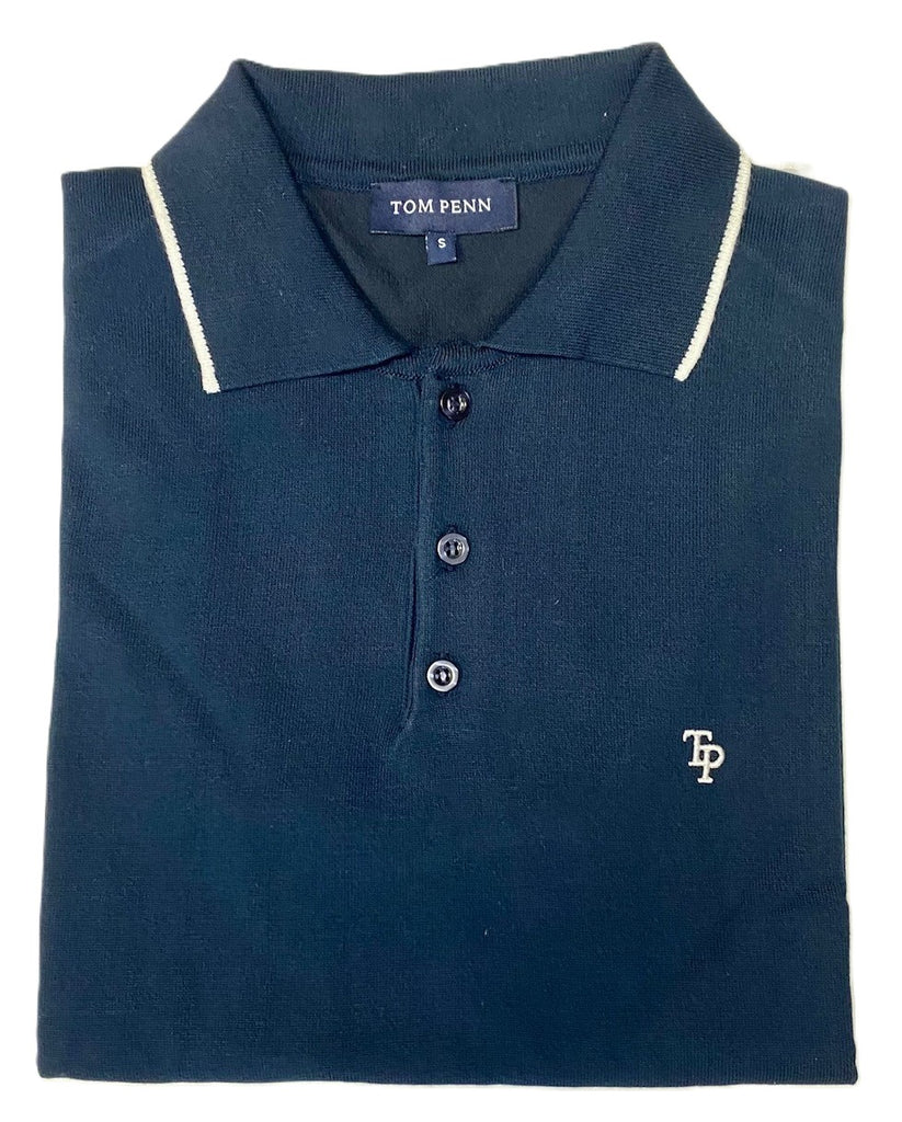 Tom Penn Knitted Polo Navy. Tp-062K