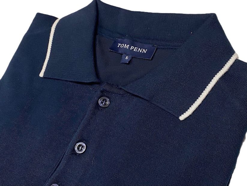 Tom Penn Knitted Polo Navy. Tp-062K - Image 2