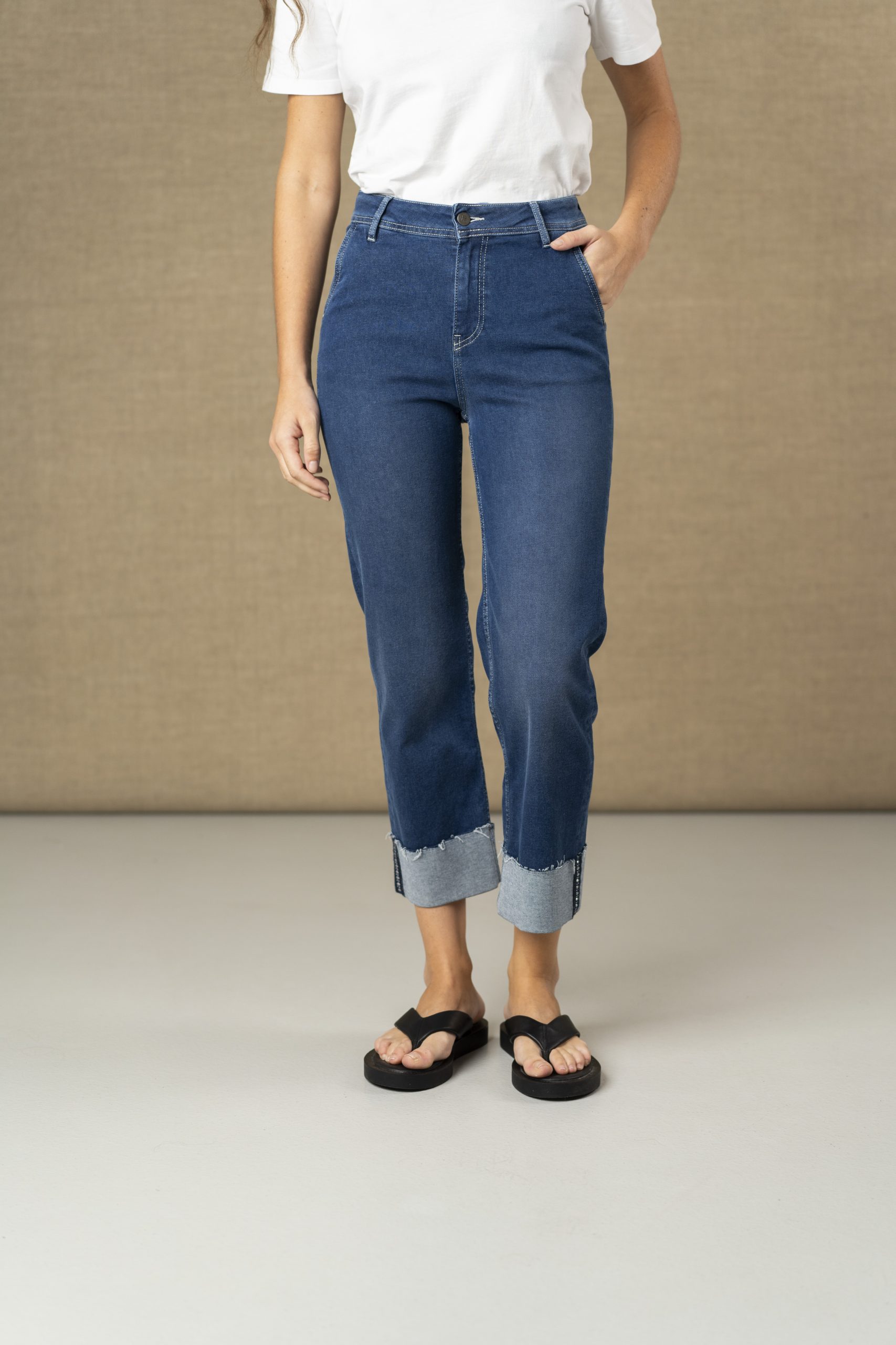 Hongo Stretch Turn Up Trousers Denim. 1W01 M100 - Image 3