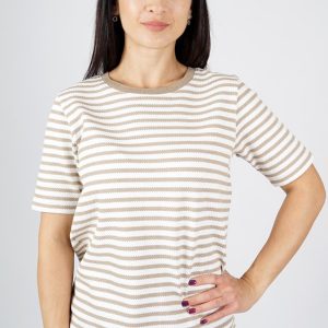 MXO S/S Stripe Top Biscuit.       31564/Bis