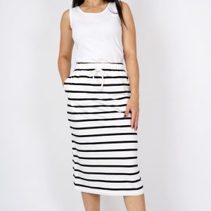 MXO E/W Stripe Skirt Black.        S32251