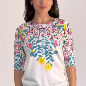 MXO S/S Print Top White.          33301
