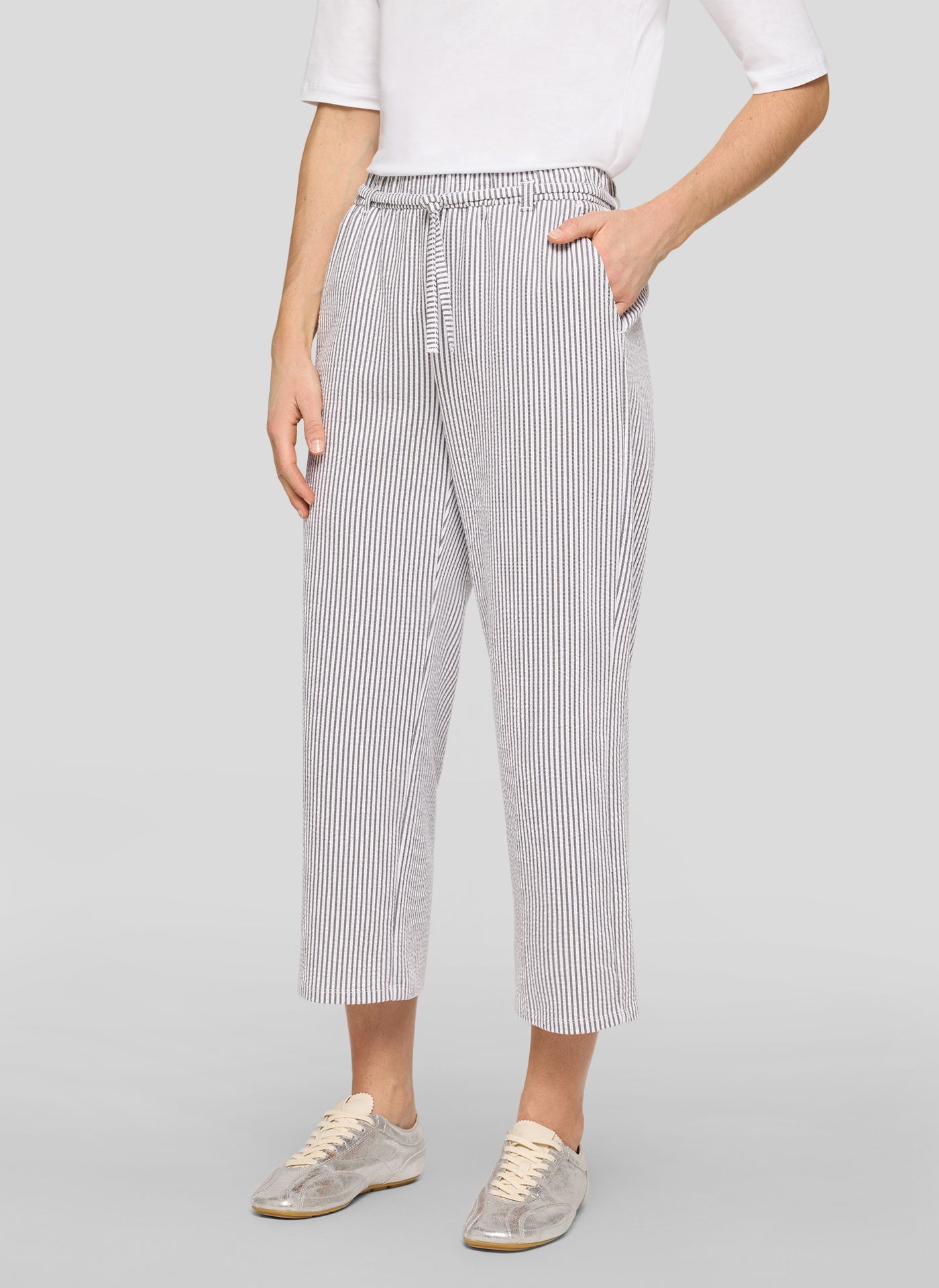 Rabe Seersucker 7/8 Trousers Grey. 56-117451 - Image 2