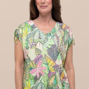 Bianca Julie Print Top Lime.      76032