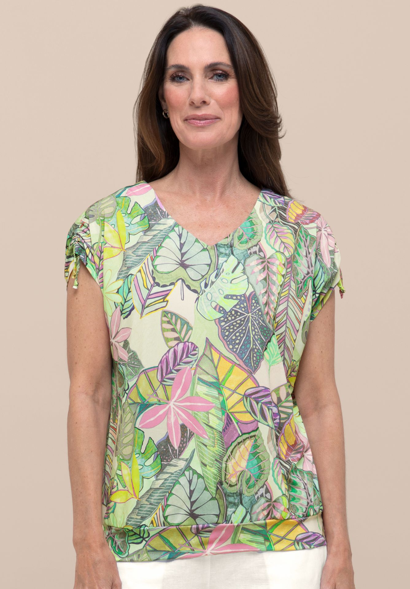 Bianca Julie Print Top Lime. 76032